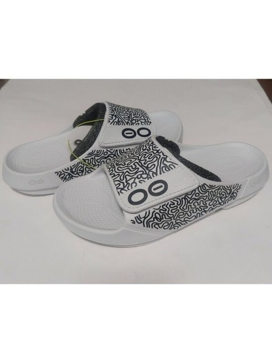 White Labyrinth OOFOS Ooahh Sport Flex Slide Mens Size 11 Womens 13 Sandals Shoe main image 7